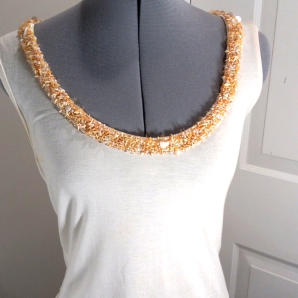 Basil ,& Maude Cream Colored W/ Embellishments, Sz M